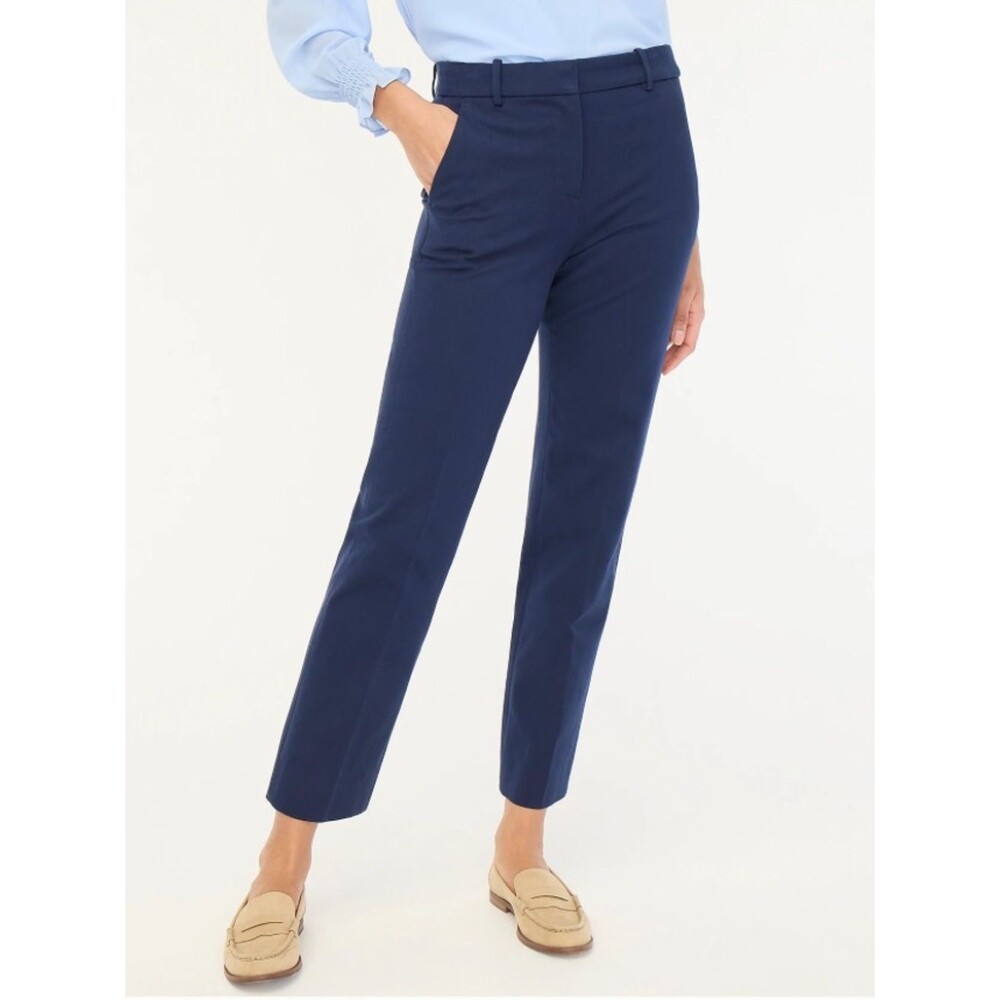 J. Crew Kallie Straight Leg Pant NWT Size 00P Navy Ankle Length Uniform Preppy